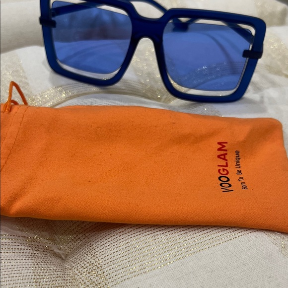 Glam Blue Square Sunglasses - Picture 5 of 7